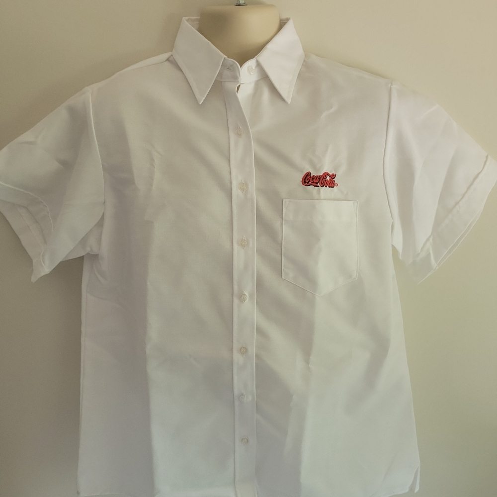 Vtg 90s Coca Cola Employee Uniform Button Down Work Shirt Mens XXL NEW Size 18